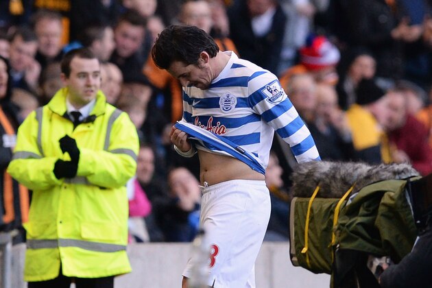 HULL, ENGLAND - FEBRUARY 21:  Joey Barton of QPR looks despondent as he is sent off during the Barclays Premier League match between Hull City and Queens Park Rangers at KC Stadium on February 21, 2015 in Hull, England.  (Photo by Nigel Roddis/Getty Images)