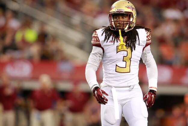 Aug 30, 2014; Arlington, TX, USA;  Florida State Seminoles cornerback Ronald Darby (3) in game action against the Oklahoma State Cowboys at AT&T Stadium. Florida State beat Oklahoma State 37-31. Mandatory Credit: Tim Heitman-USA TODAY Sports