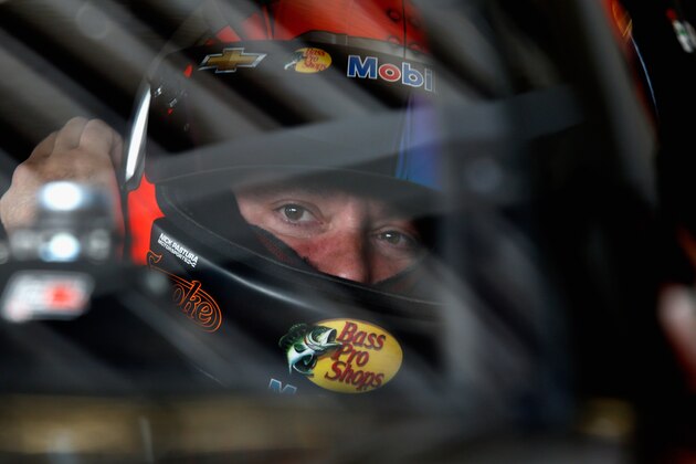 DAYTONA BEACH, FL - FEBRUARY 21:  Tony Stewart, driver of the #14 Bass Pro Shops/Mobil 1 Chevrolet, sits in his car in the garage area during practice for the NASCAR Sprint Cup Series 57th Annual Daytona 500 at Daytona International Speedway on February 21, 2015 in Daytona Beach, Florida.  (Photo by Jerry Markland/Getty Images)