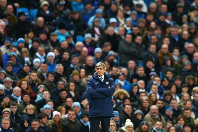 MANCHESTER, ENGLAND - FEBRUARY 21:  Manuel Pellegrini, manager of Manchester City looks on during the Barclays Premier League match between Manchester City and Newcastle United at Etihad Stadium on February 21, 2015 in Manchester, England.  (Photo by Clive Brunskill/Getty Images)