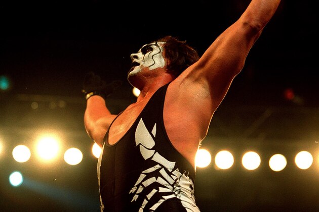 09 Oct 2000:  Sting celebrates after defeating Mike Sanders after their bout at the World Chamionship Wrestling ''Thunder Down Under'' night at the Sydney Entertainment Centre, Sydney, Australia. Mandatory Credit: Scott Barbour/ALLSPORT