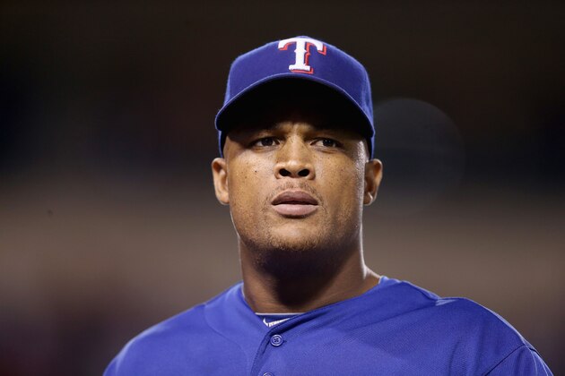 ANAHEIM, CA - SEPTEMBER 19:  Adrian Beltre #29 of the Texas Rangers looks on against the Los Angeles Angels of Anaheim at Angel Stadium of Anaheim on September 19, 2014 in Anaheim, California.  (Photo by Jeff Gross/Getty Images)
