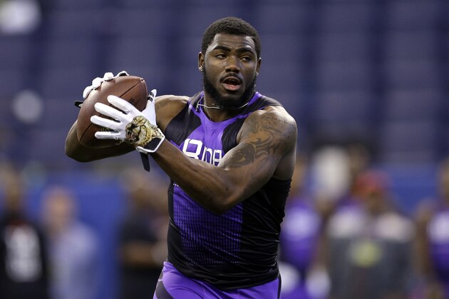 Alabama defensive back Landon Collins runs a drill at the NFL football scouting combine in Indianapolis, Monday, Feb. 23, 2015. (AP Photo/David J. Phillip)