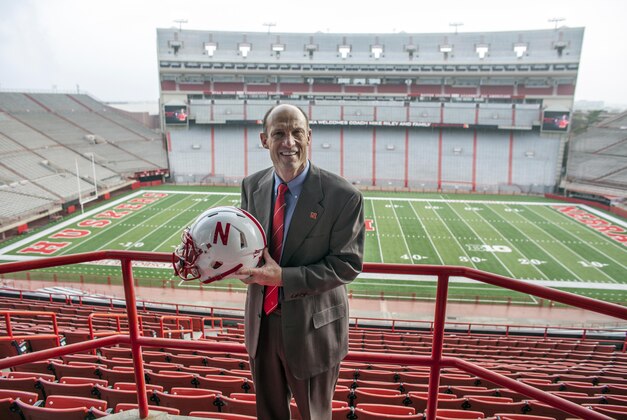 Dec 5, 2014; Lincoln, NE, USA; Nebraska Cornhuskers head coach Mike Riley poses for the media at Memorial Stadium. Mandatory Credit: Bruce Thorson-USA TODAY Sports