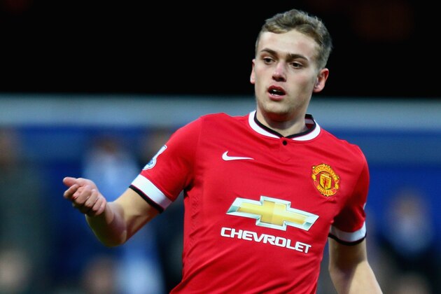 LONDON, ENGLAND - JANUARY 17:  James Wilson of  Manchester United in action during the Barclays Premier League match between Queens Park Rangers and Manchester United at Loftus Road on January 17, 2015 in London, England.  (Photo by Mark Thompson/Getty Images)