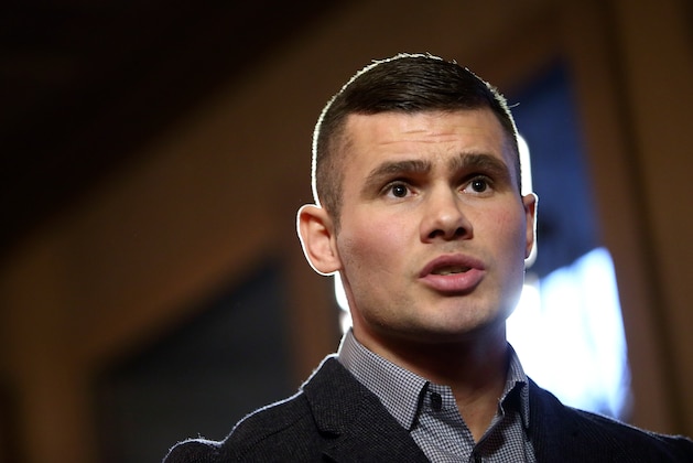 LONDON, ENGLAND - DECEMBER 04:  Martin Murray gives an interview during the press conference for the upcoming fight between Martin Murray and Gennady Golovkin on December 4, 2014 in London, England.  (Photo by Jordan Mansfield/Getty Images)