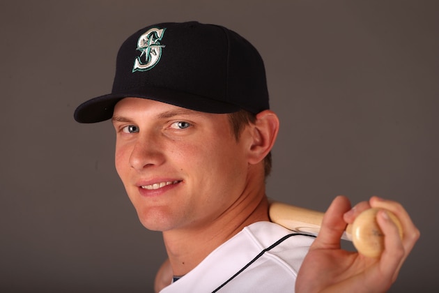 PEORIA, AZ - FEBRUARY 19:  John Hicks #9 of the Seattle Mariners poses for a portrait during spring training photo day at Peoria Stadium on February 19, 2013 in Peoria, Arizona.  (Photo by Christian Petersen/Getty Images)