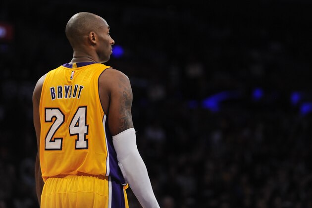 LOS ANGELES, CA - JANUARY 15: Kobe Bryant #24 of the Los Angeles Lakers stands on the court during a game against the Cleveland Cavaliers at STAPLES Center on January 15, 2015 in Los Angeles, California. NOTE TO USER: User expressly acknowledges and agrees that, by downloading and/or using this Photograph, user is consenting to the terms and conditions of the Getty Images License Agreement. Mandatory Copyright Notice: Copyright 2015 NBAE (Photo by Juan Ocampo/NBAE via Getty Images)