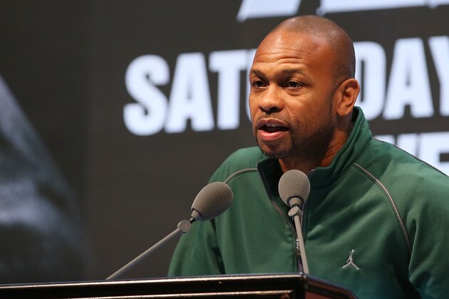 MACAU - NOVEMBER 19:  Roy Jones Jr  speaks to media during the Chris Algieri v Manny Pacquiao Press Conference at The Venetian on November 19, 2014 in Macau, Macau.  (Photo by Chris Hyde/Getty Images)