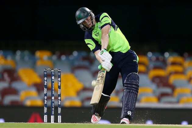 BRISBANE, AUSTRALIA - FEBRUARY 25:  Kevin O'Brien of Ireland bats during the 2015 ICC Cricket World Cup match between Ireland and the United Arab Emirates at The Gabba on February 25, 2015 in Brisbane, Australia.  (Photo by Chris Hyde/Getty Images)