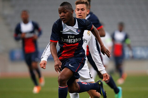 PARIS, FRANCE - MARCH 11:  Hervin Ongenda of PSG in action during the UEFA Youth League Quarter Final match between Paris Saint-Germain FC and Real Madrid at Stade Charlety on March 11, 2014 in Paris, France.  (Photo by Dean Mouhtaropoulos/Getty Images)