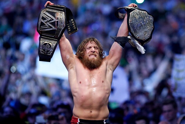IMAGE DISTRIBUTED FOR WWE - Daniel Bryan celebrates after winning the main event during Wrestlemania XXX at the Mercedes-Benz Super Dome in New Orleans on Sunday, April 6, 2014. (Jonathan Bachman/AP Images for WWE)