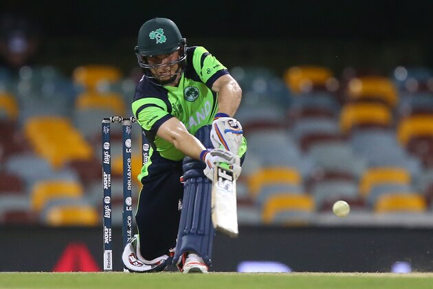 BRISBANE, AUSTRALIA - FEBRUARY 25:  Gary Wilson of Ireland bats during the 2015 ICC Cricket World Cup match between Ireland and the United Arab Emirates at The Gabba on February 25, 2015 in Brisbane, Australia.  (Photo by Chris Hyde/Getty Images)