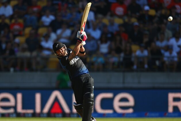 WELLINGTON, NEW ZEALAND - FEBRUARY 20:  Brendon McCullum of New Zealand bats during the 2015 ICC Cricket World Cup match between England and New Zealand at Wellington Regional Stadium on February 20, 2015 in Wellington, New Zealand.  (Photo by Mark Kolbe/Getty Images)