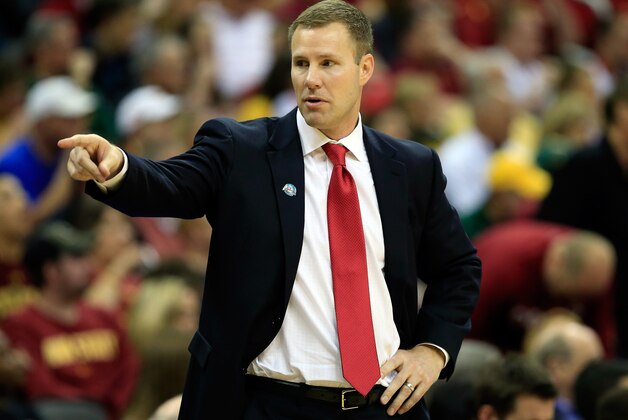 KANSAS CITY, MO - MARCH 15:  Head coach Fred Hoiberg of the Iowa State Cyclones looks on during the 2014 Big 12 Men's Championship against the Baylor Bears at the Sprint Center on March 15, 2014 in Kansas City, Missouri.  (Photo by Jamie Squire/Getty Images)