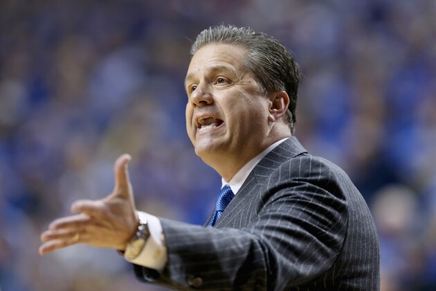 LEXINGTON, KY - FEBRUARY 21:  John Calipari the head coach of the Kentucky Wildcats gives instructions to his team during the game against the Auburn Tigers at Rupp Arena on February 21, 2015 in Lexington, Kentucky.  (Photo by Andy Lyons/Getty Images)