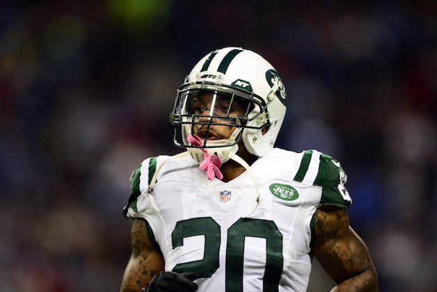 Nov 24, 2014; Detroit, MI, USA; New York Jets cornerback Kyle Wilson (20) against the Buffalo Bills at Ford Field. Mandatory Credit: Andrew Weber-USA TODAY Sports