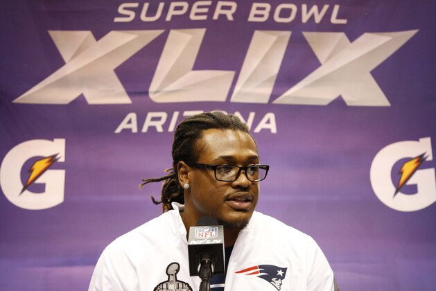 Jan 27, 2015; Phoenix, AZ, USA; New England Patriots outside linebacker Dont'a Hightower is interviewed during media day for Super Bowl XLIX at US Airways Center. Mandatory Credit: Matthew Emmons-USA TODAY Sports