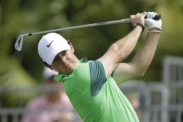 Rory Mcllroy drives from the first tee for the second time during the first round of the Honda Classic golf tournament, Thursday, Feb. 26, 2015 in Palm Beach Gardens, Fla. McIlroy scored a 6 on the par 4 hole. (AP Photo/Luis M. Alvarez)