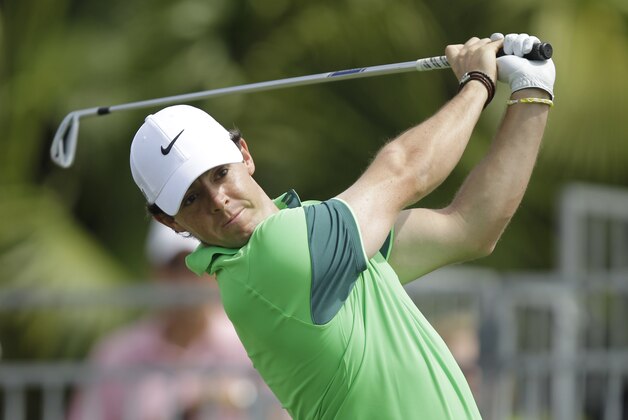 Rory Mcllroy drives from the first tee for the second time during the first round of the Honda Classic golf tournament, Thursday, Feb. 26, 2015 in Palm Beach Gardens, Fla. McIlroy scored a 6 on the par 4 hole. (AP Photo/Luis M. Alvarez)