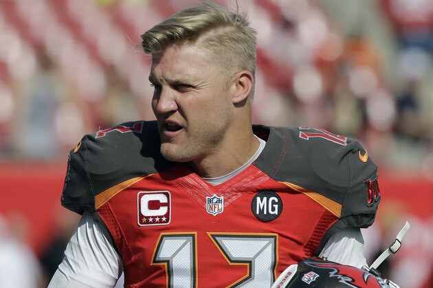 Tampa Bay Buccaneers quarterback Josh McCown (12) before an NFL football game against the New Orleans Saints Sunday, Dec. 28, 2014, in Tampa, Fla. (AP Photo/Chris O'Meara)