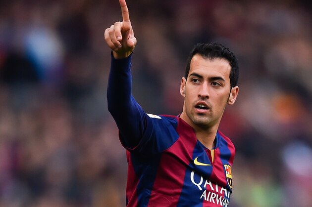 BARCELONA, SPAIN - DECEMBER 20:  Sergio Busquets of FC Barcelona reacts during the La Liga match between FC Barcelona and Cordoba CF at Camp Nou on December 20, 2014 in Barcelona, Spain.  (Photo by David Ramos/Getty Images)