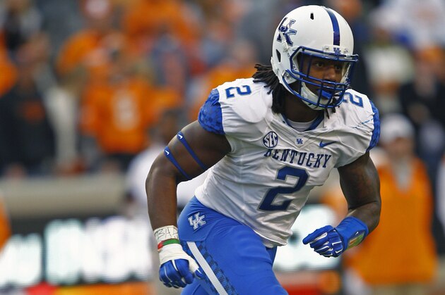 Kentucky defensive end Alvin Dupree (2) during an NCAA college football game against Tennessee Saturday, Nov. 15, 2014 in Knoxville, Tenn. (AP Photo/Wade Payne)