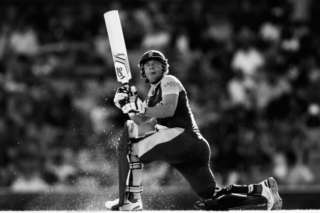 SYDNEY, AUSTRALIA - FEBRUARY 27:  (EDITORS NOTE: Image has been converted to black and white.) AB de Villiers of South Africa bats during the 2015 ICC Cricket World Cup match between South Africa and the West Indies at Sydney Cricket Ground on February 27, 2015 in Sydney, Australia.  (Photo by Matt King/Getty Images)