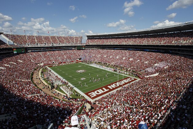 Bryant Denny Stadium during the first half of an NCAA college football game between Alabama and Florida on Saturday, Sept. 20, 2014, in Tuscaloosa, Ala. (AP Photo/Butch Dill)