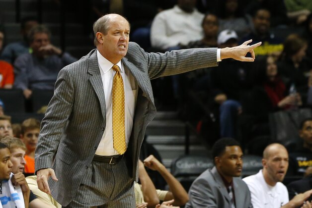 NEW YORK, NY - NOVEMBER 28: Head coach Kevin Stallings of the Vanderbilt Commodores gestures to his players during the second half against the Rutgers Scarlet Knights during a game in the Barclays Center Classic men's basketball tournament at Barclays Center on November 28, 2014 in the Brooklyn borough of New York City. Rutgers defeated Vanderbilt 68-65. (Photo by Rich Schultz /Getty Images)