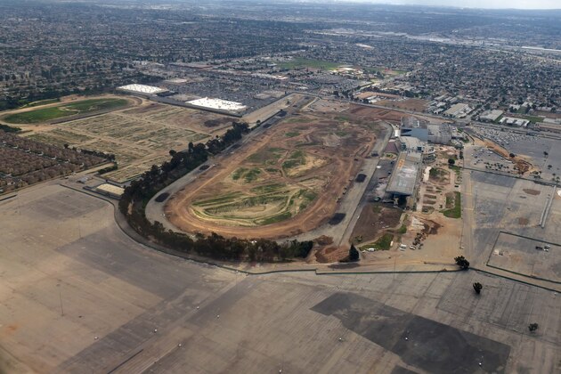 Feb 22, 2015; Inglewood, CA, USA; General aerial view of Hollywood Park racetrack. The site is a proposed location for an 80,000-seat NFL stadium by St. Louis Rams owner Stan Kroenke (not pictured). Mandatory Credit: Kirby Lee-USA TODAY Sports