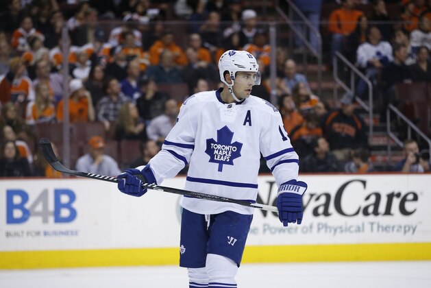 Toronto Maple Leafs' Joffrey Lupul in action during an NHL hockey game against the Philadelphia Flyers, Friday, March 28, 2014, in Philadelphia. (AP Photo/Matt Slocum)