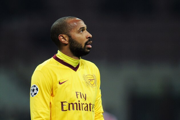MILAN, ITALY - FEBRUARY 15:  Thierry Henry of Arsenal looks on during the UEFA Champions League round of 16 first leg match between AC Milan and Arsenal at Stadio Giuseppe Meazza on February 15, 2012 in Milan, Italy.  (Photo by Shaun Botterill/Getty Images)