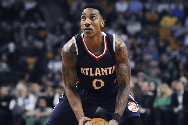 Atlanta Hawks’ Jeff Teague during the second quarter of an NBA basketball game against the Boston Celtics, Wednesday, Feb. 11, 2015, in Boston. (AP Photo/Jessica Hill)