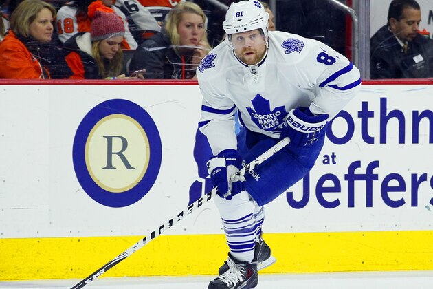 Toronto Maple Leafs' Phil Kessel during an NHL hockey game against the Philadelphia Flyers, Saturday, Jan. 31, 2015, in Philadelphia.  (AP Photo/Tom Mihalek)
