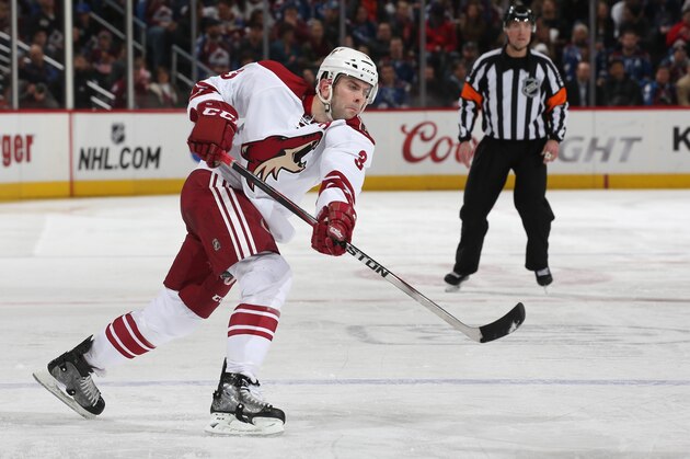 DENVER, CO - FEBRUARY 16: Keith Yandle #3 of the Arizona Coyotes shoots against the Colorado Avalanche at the Pepsi Center on February 16, 2015 in Denver, Colorado.  The Avalanche defeated the Coyotes 5-2.  (Photo by Michael Martin/NHLI via Getty Images)