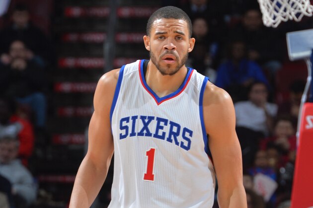 PHILADELPHIA,PA - FEBRUARY 20: JaVale McGee #1 of the Philadelphia 76ers looks on against the Indiana Pacers at Wells Fargo Center on February 20, 2015 in Philadelphia, Pennsylvania NOTE TO USER: User expressly acknowledges and agrees that, by downloading and/or using this Photograph, user is consenting to the terms and conditions of the Getty Images License Agreement. Mandatory Copyright Notice: Copyright 2015 NBAE (Photo by Jesse D. Garrabrant/NBAE via Getty Images)