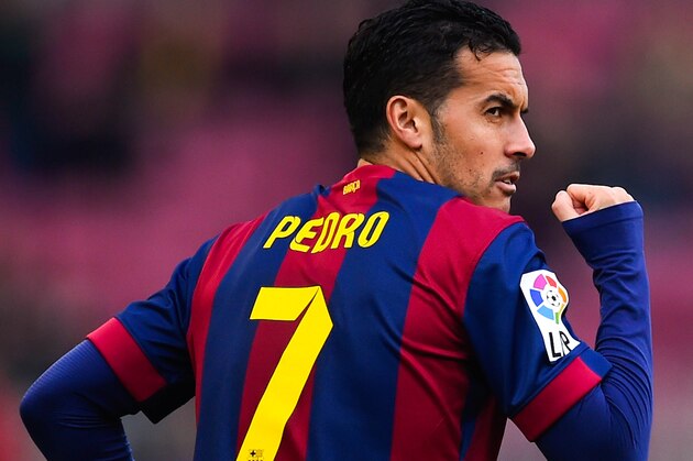 BARCELONA, SPAIN - DECEMBER 20:  Pedro Rodriguez of FC Barcelona celebrates after scoring the opening goal during the La Liga match between FC Barcelona and Cordoba CF at Camp Nou on December 20, 2014 in Barcelona, Spain.  (Photo by David Ramos/Getty Images)
