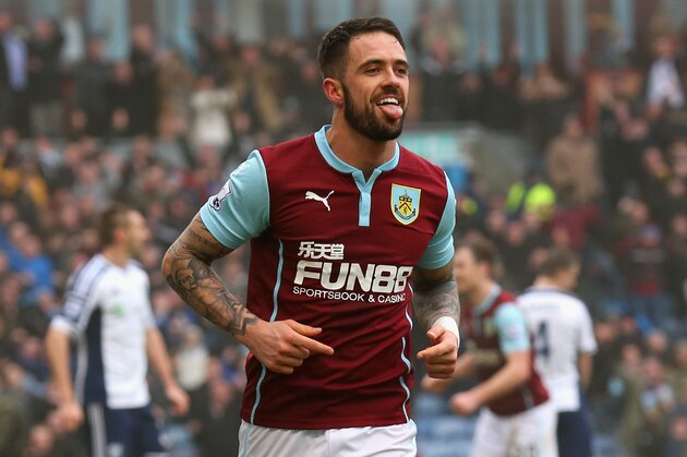 BURNLEY, ENGLAND - FEBRUARY 08:  Danny Ings of Burnley celebrates scoring their second goal during the Barclays Premier League match between Burnley and West Bromwich Albion at Turf Moor on February 8, 2015 in Burnley, England.  (Photo by Alex Livesey/Getty Images)