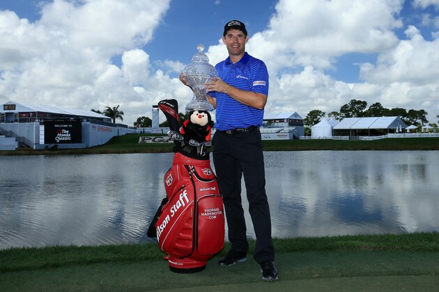 PALM BEACH GARDENS, FL - MARCH 02:  Padraig Harrington of Ireland poses with the trophy after winning The Honda Classic at PGA National Resort & Spa - Champion Course on March 2, 2015 in Palm Beach Gardens, Florida.  (Photo by David Cannon/Getty Images)