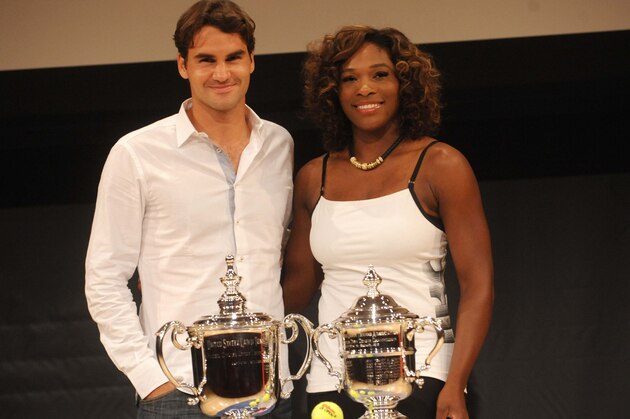 NEW YORK - AUGUST 27: Roger Federer and Serena Williams attend the 2009 US Open Draw Presentation at the New York Times Center on August 27, 2009 in New York City. (Photo by Brad Barket/Getty Images)