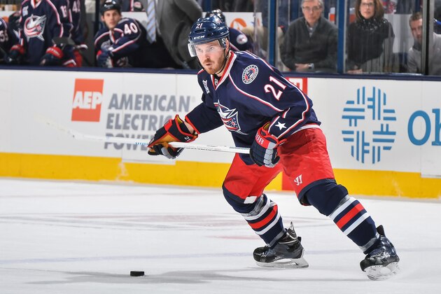 COLUMBUS, OH - FEBRUARY 26:  James Wisniewski #21 of the Columbus Blue Jackets skates against the Montreal Canadiens on February 26, 2015 at Nationwide Arena in Columbus, Ohio.  (Photo by Jamie Sabau/NHLI via Getty Images)