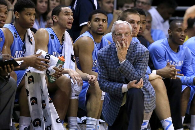 Feb 28, 2015; Coral Gables, FL, USA;  North Carolina Tar Heels head coach Roy Williams looks on in the first half of a game against the Miami Hurricanes at BankUnited Center. Mandatory Credit: Robert Mayer-USA TODAY Sports