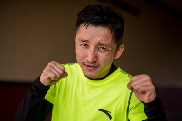HOLLYWOOD, CA - FEBRUARY 17:  Zou Shiming of China poses for a portrait after a workout at Wild Card Boxing Club on February 17, 2015 in Hollywood, California.  (Photo by Jonathan Moore/Getty Images)