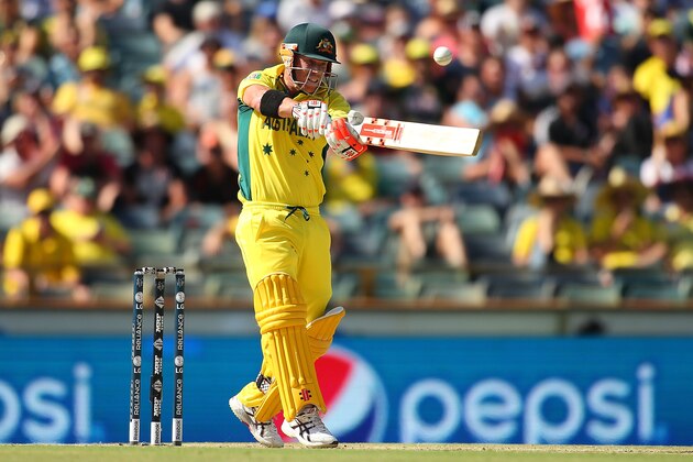 PERTH, AUSTRALIA - MARCH 04: David Warner of Australia bats during the 2015 ICC Cricket World match between Australia and Afghanistan at WACA on March 4, 2015 in Perth, Australia.  (Photo by Paul Kane/Getty Images)