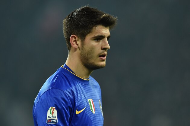 TURIN, ITALY - JANUARY 15:  Alvaro Morata of Juventus FC looks on during the TIM Cup match between Juventus FC and Hellas Verona FC at Juventus Arena on January 15, 2015 in Turin, Italy.  (Photo by Valerio Pennicino/Getty Images)