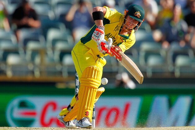PERTH, AUSTRALIA - MARCH 04:  David Warner of Australia bats during the 2015 ICC Cricket World Cup match between Australia and Afghanistan at WACA on March 4, 2015 in Perth, Australia.  (Photo by Will Russell/Getty Images)