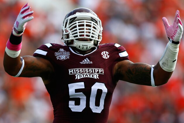 STARKVILLE, MS - OCTOBER 11:  Benardrick McKinney #50 of the Mississippi State Bulldogs against the Auburn Tigers at Davis Wade Stadium on October 11, 2014 in Starkville, Mississippi.  (Photo by Kevin C. Cox/Getty Images)