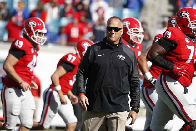 Nov 1, 2014; Jacksonville, FL, USA; Georgia Bulldogs head coach Mark Richt against the Florida Gators prior to the game at EverBank Field. Mandatory Credit: Kim Klement-USA TODAY Sports