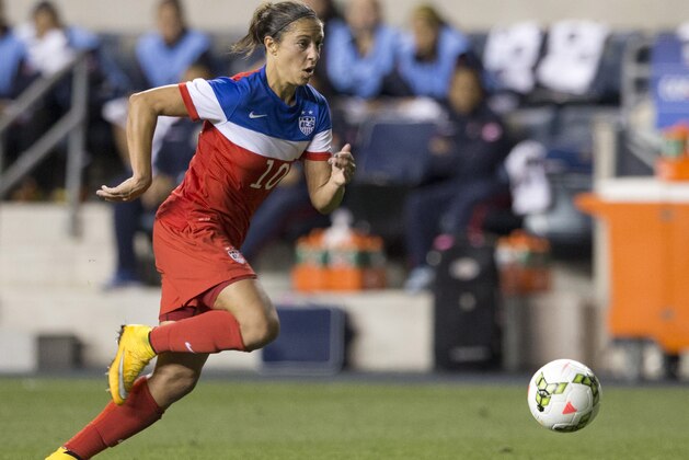 CHESTER, PA - OCTOBER 26: Carli Lloyd #10 of the United States controls the ball in the game against Costa Rica in the 2014 CONCACAF Women's Championship final on October 26, 2014 at PPL Park in Chester, Pennsylvania. (Photo by Mitchell Leff/Getty Images)
